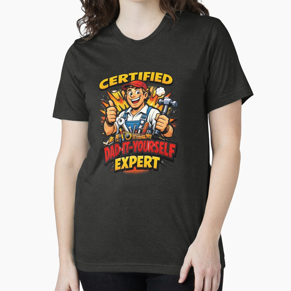 Certified Dad-It-Yourself Expert Comic Style Funny Fathers Day Gift For Handyman Dad by Print Loft